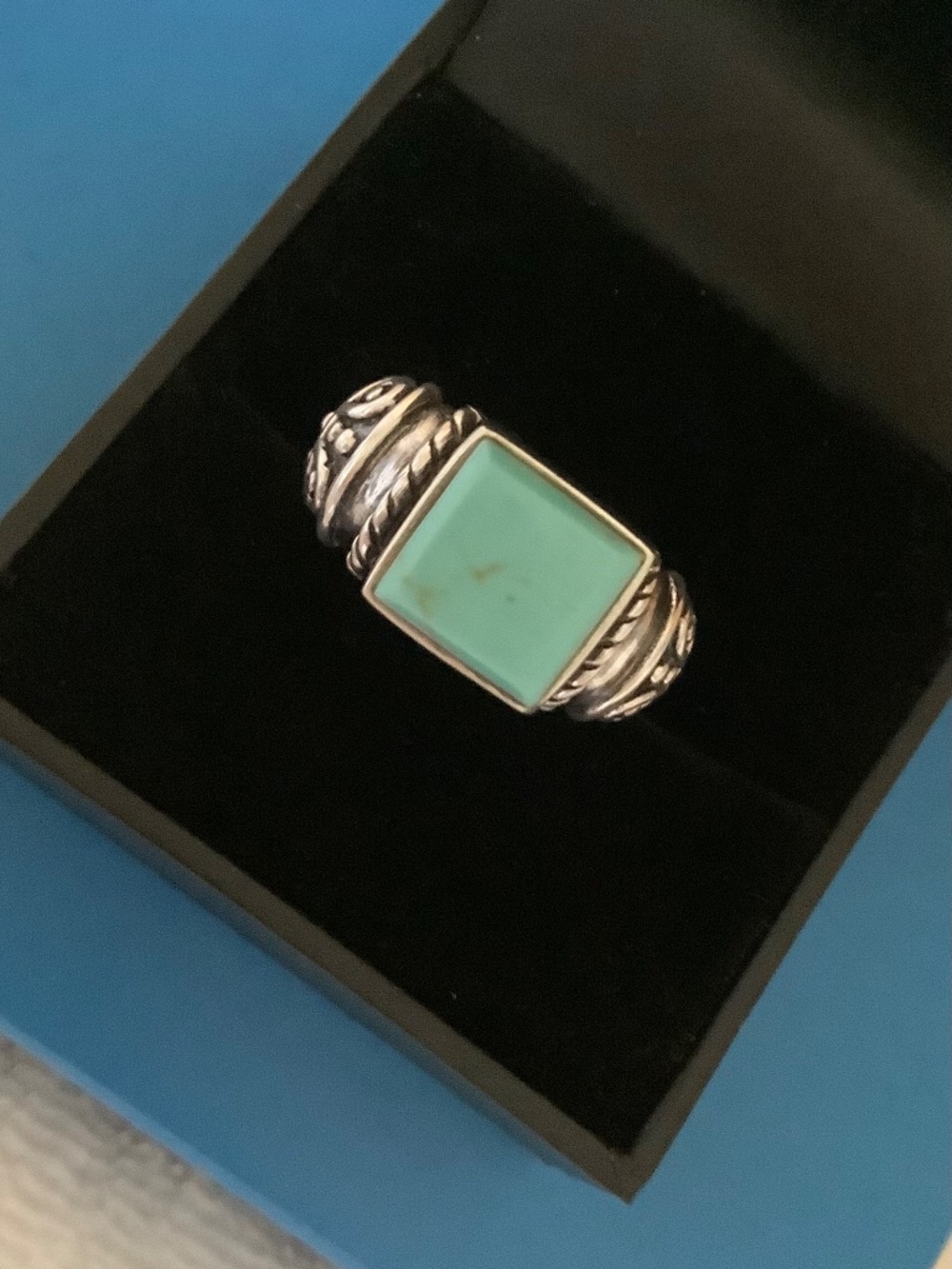 925 Sterling Silver Vintage Turquoise Western Ring SZ 8 - Picture 6 of 16